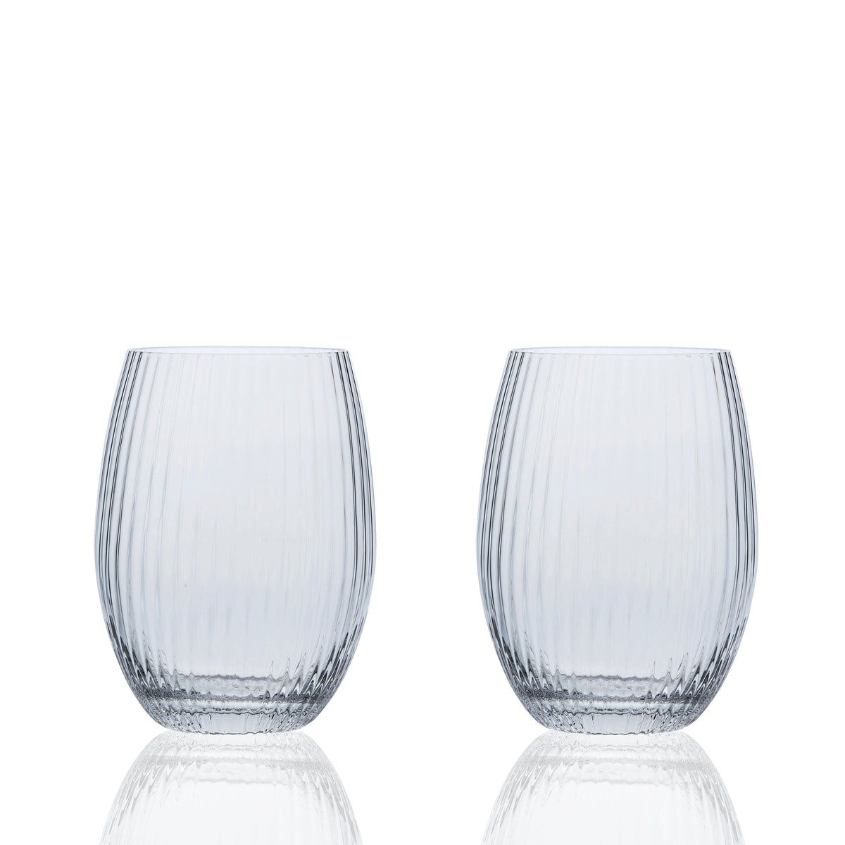 Quinn Optic Tumblers or stemless wine glasses  in mouth blown clear crystal from Caskata Set of 2
