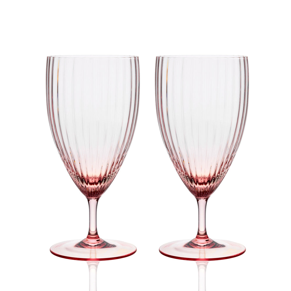 Quinn Rose Everdya stemmed Water Glass in Mouth Blown Crystal from Caskata