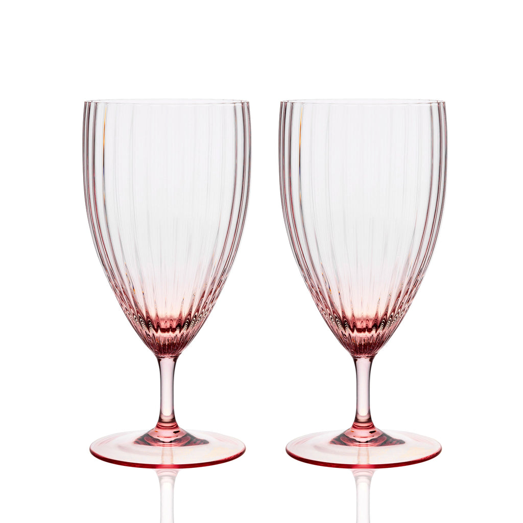 Quinn Rose Everdya stemmed Water Glass in Mouth Blown Crystal from Caskata