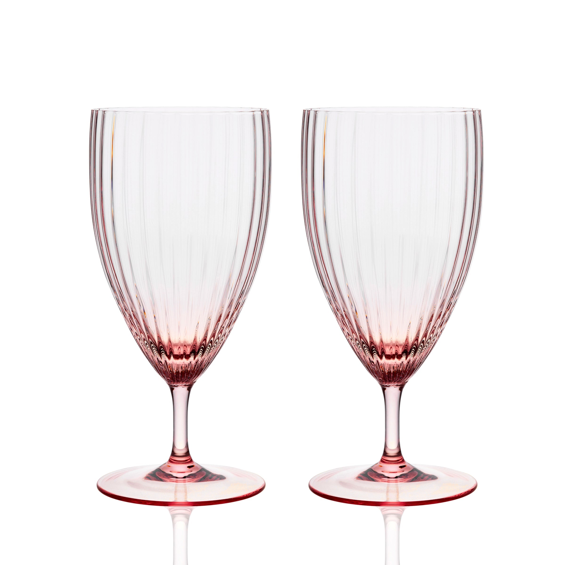 Quinn Rose Everdya stemmed Water Glass in Mouth Blown Crystal from Caskata