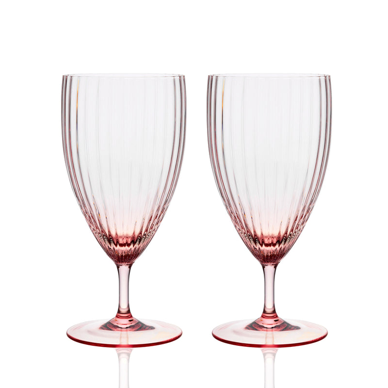 Quinn Rose Everdya stemmed Water Glass in Mouth Blown Crystal from Caskata