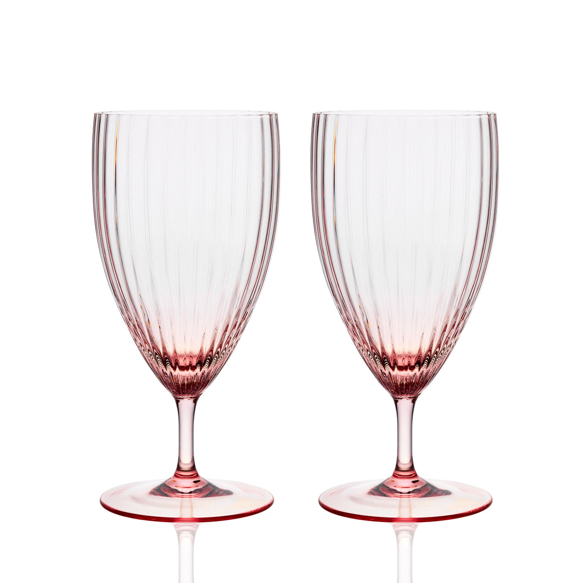 Quinn Rose Everdya stemmed Water Glass in Mouth Blown Crystal from Caskata