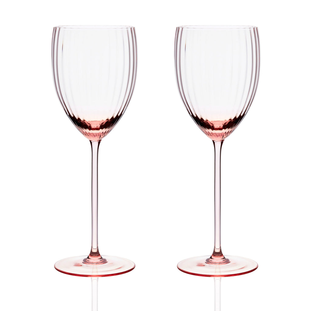Quinn Stemware White Wine Glasses, in Rose- Caskata
