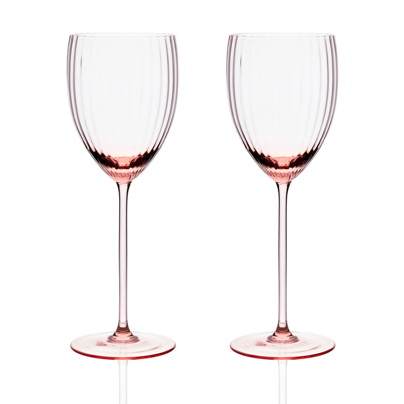 Quinn Stemware White Wine Glasses, in Rose- Caskata