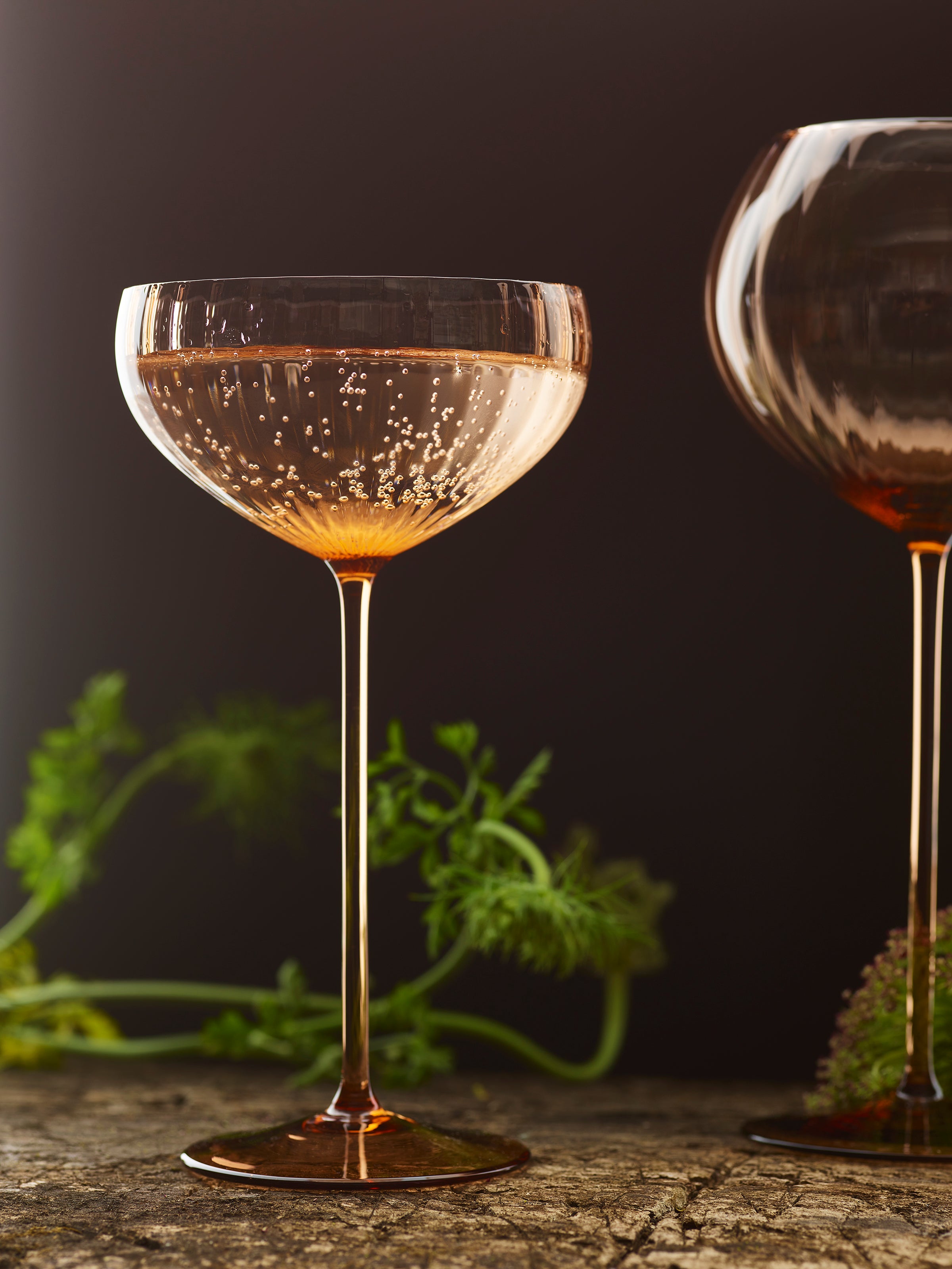 Quinn Amber Coupe Glasses, Set of 2