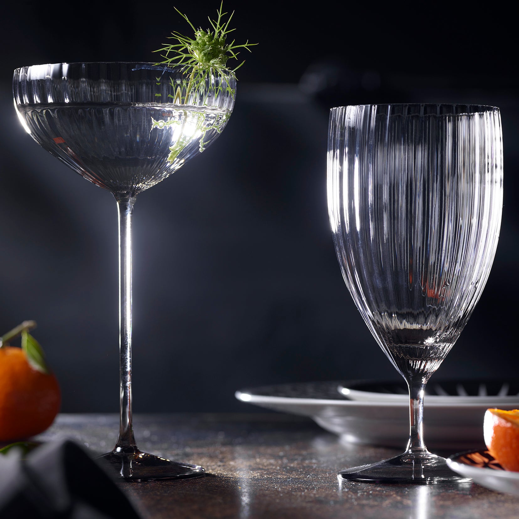 Quinn Crystal Clear Coupe Glasses, Set of 2