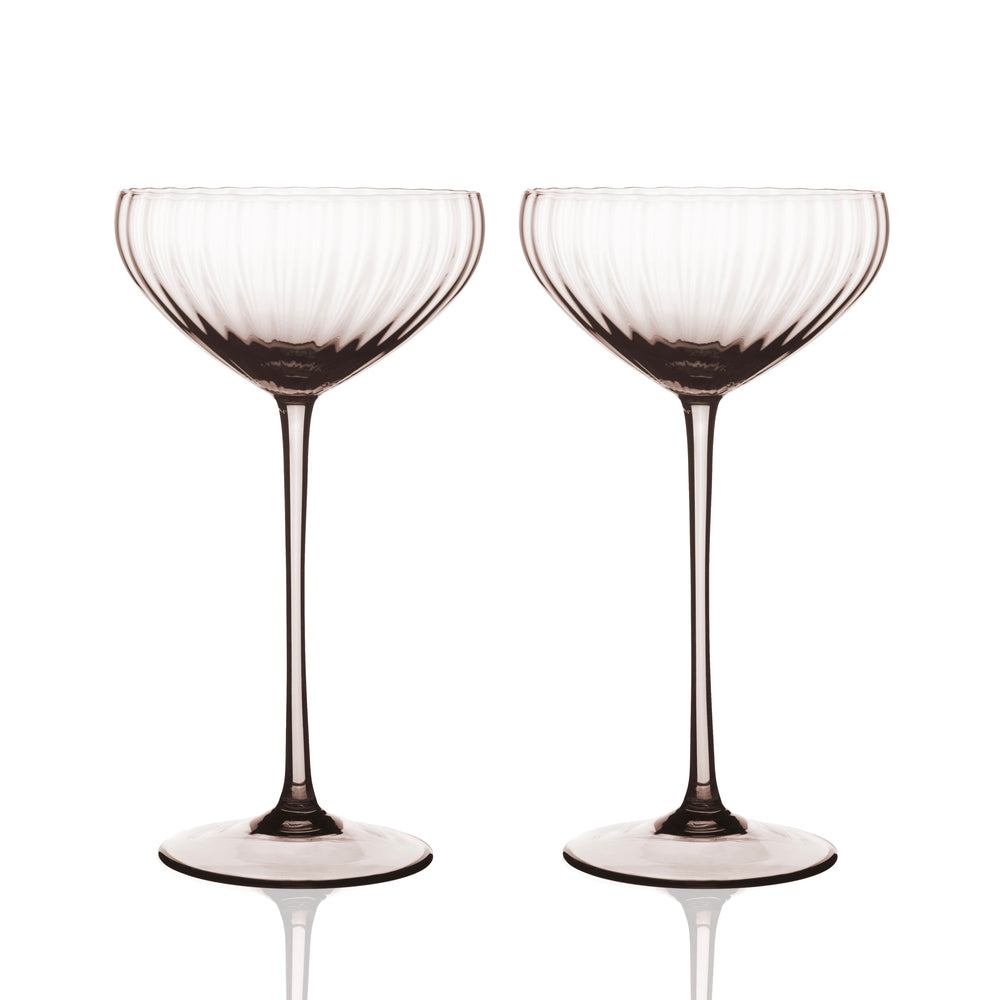 Quinn Mocha Coupe Glasses Set of 2 - Caskata