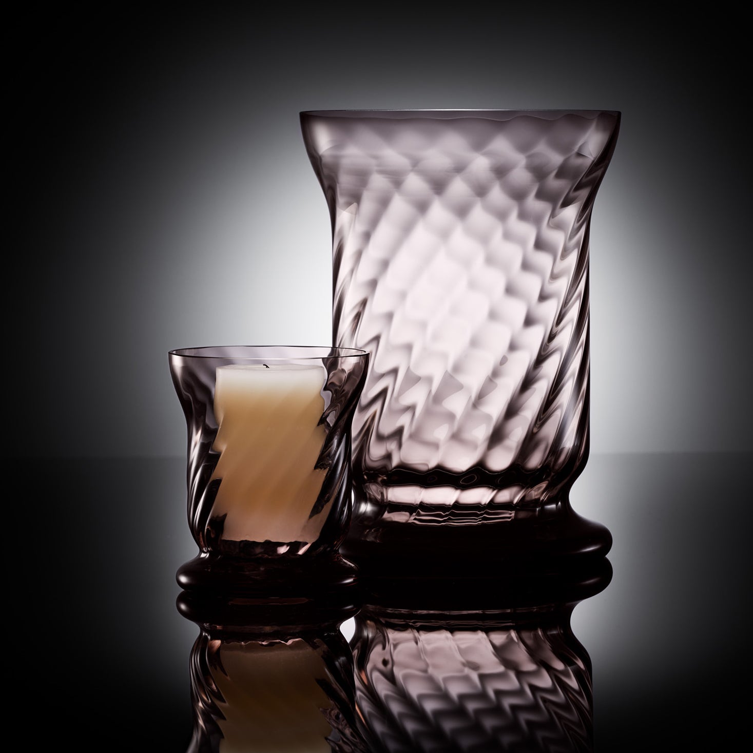 Quinn Optic Votive Holders in Mocha, Set of 2