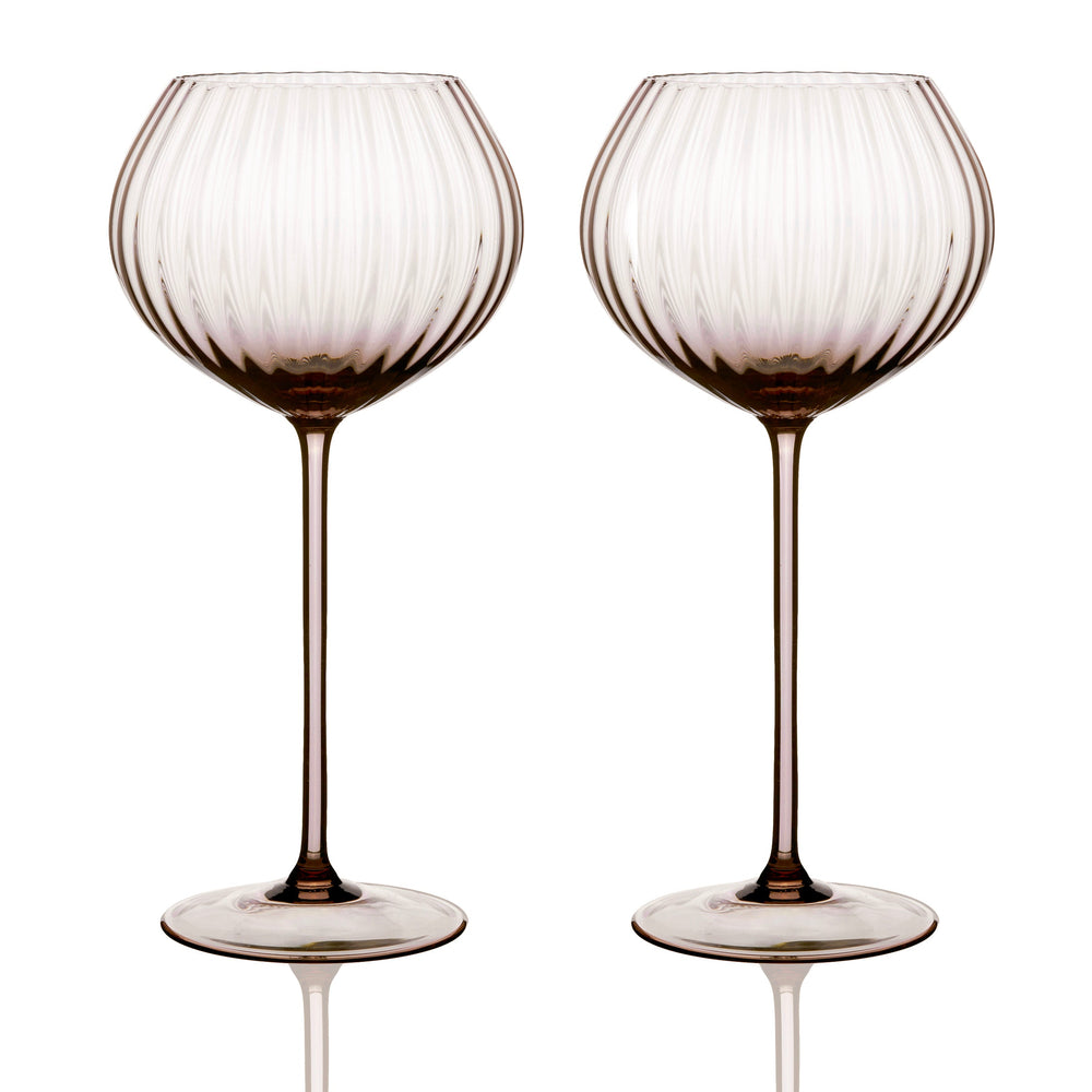 Quinn Mocha Red Wine Glasses Set of 2 - Caskata
