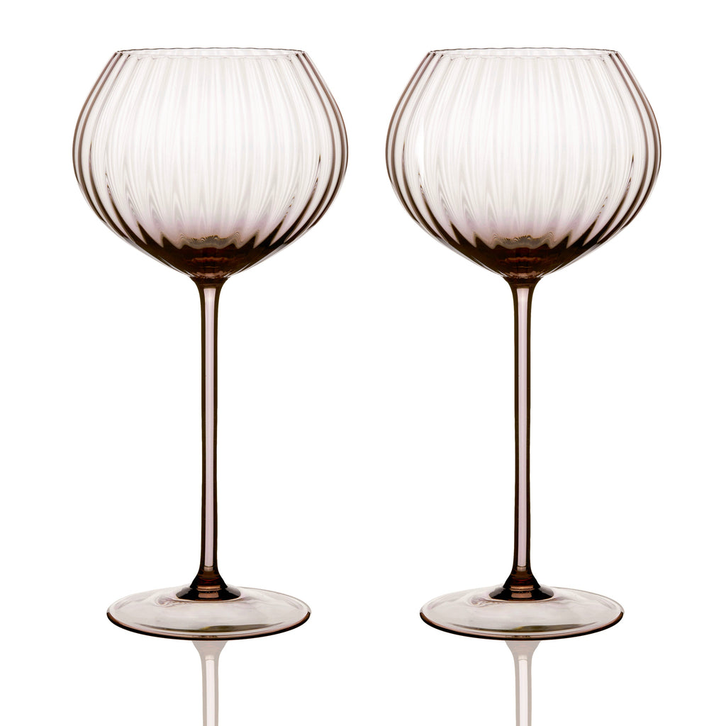 Quinn Mocha Red Wine Glasses Set of 2 - Caskata