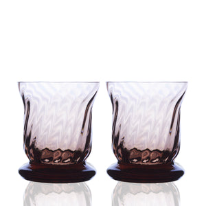 Quinn Optic Votive Candleholders in Mocha Brown Crystal from Caskata