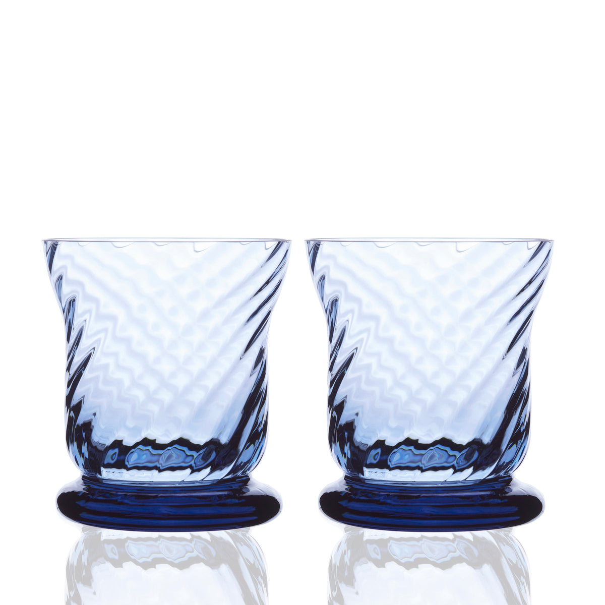 Ocean Votives Crystal Candleholders Set of 2 in Blue from Caskata