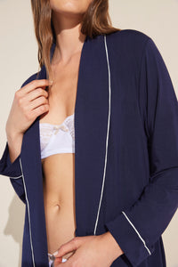 Gisele Tuxedo Robe in Navy/Ivory