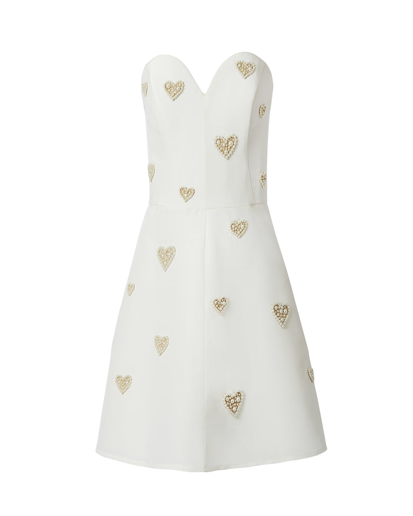 Embroidered Heart Strapless Mini Dress