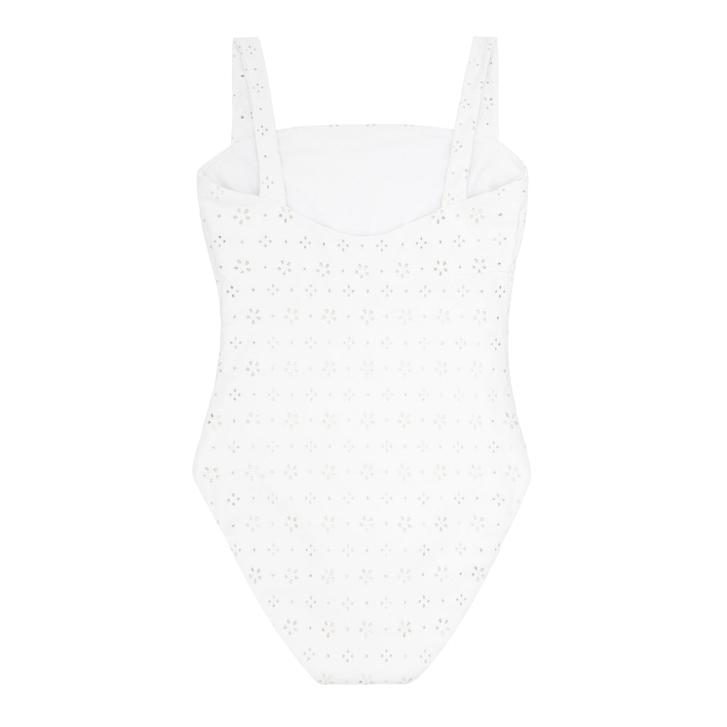 Women's White Eyelet One Piece