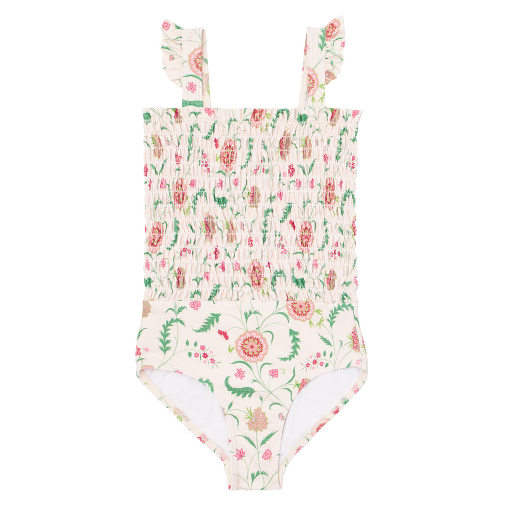 minnow X Sister Parish Girls Cloister Botanical Smocked One Piece