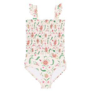 Minnow X Sister Parish Girls Cloister Botanical Smocked One Piece