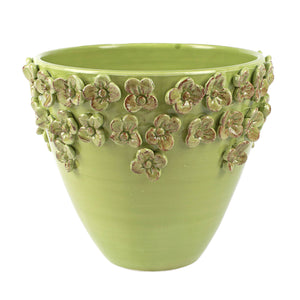 Rustic Garden Pistachio Flower Medium Cachepot