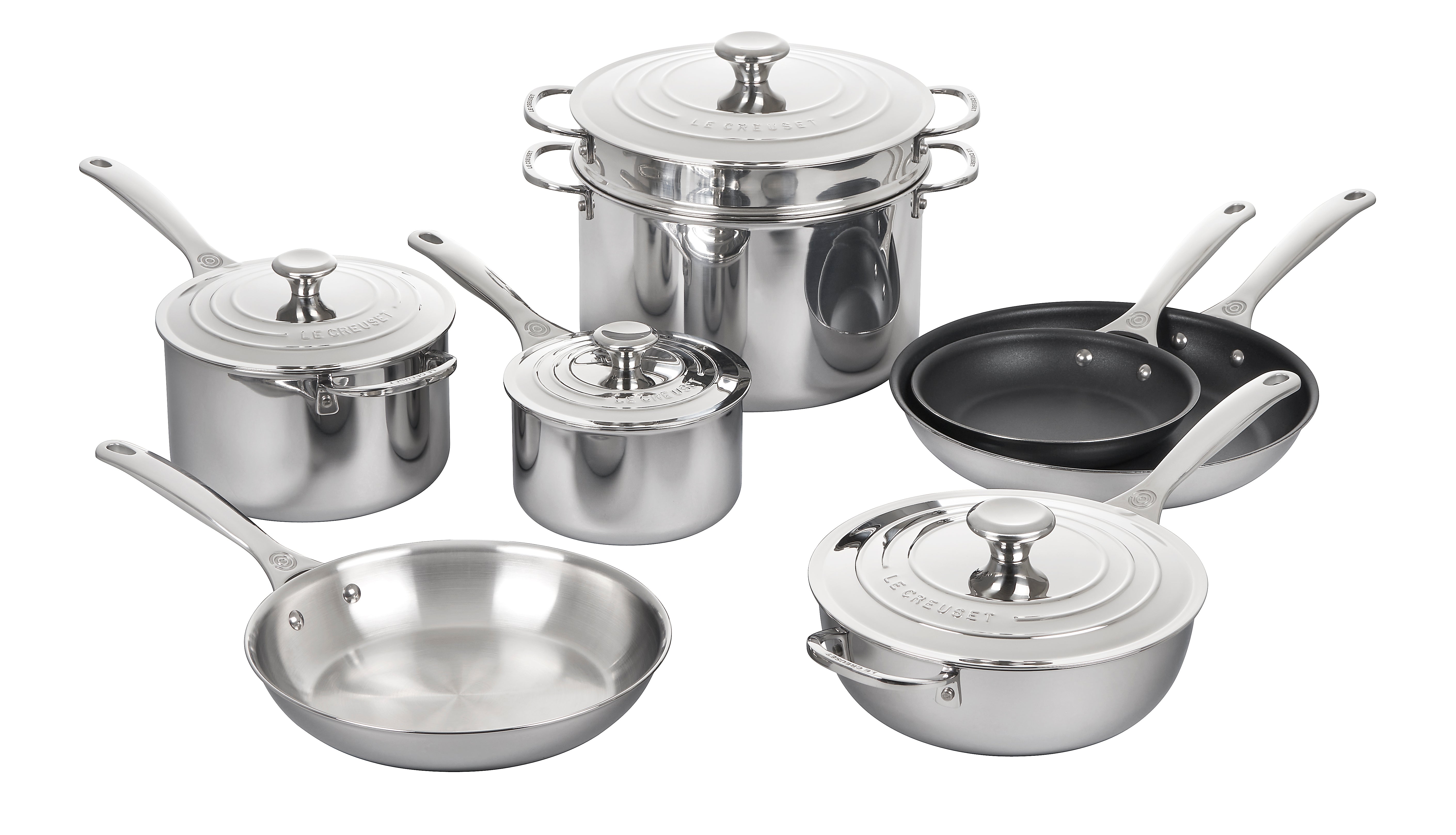 12-Piece Stainless Steel Pan Set