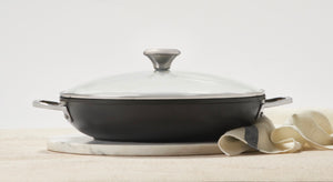 Toughened Nonstick PRO 4 qt. Shallow Casserole & Braiser with Glass Lid