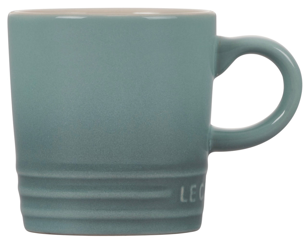 Front view of Espresso Mug in Sea Salt showcasing its glossy glaze and rounded handle against a white background