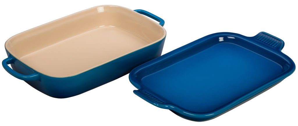 Le Creuset Stoneware Rectangular Dish with Platter Lid, Oyster