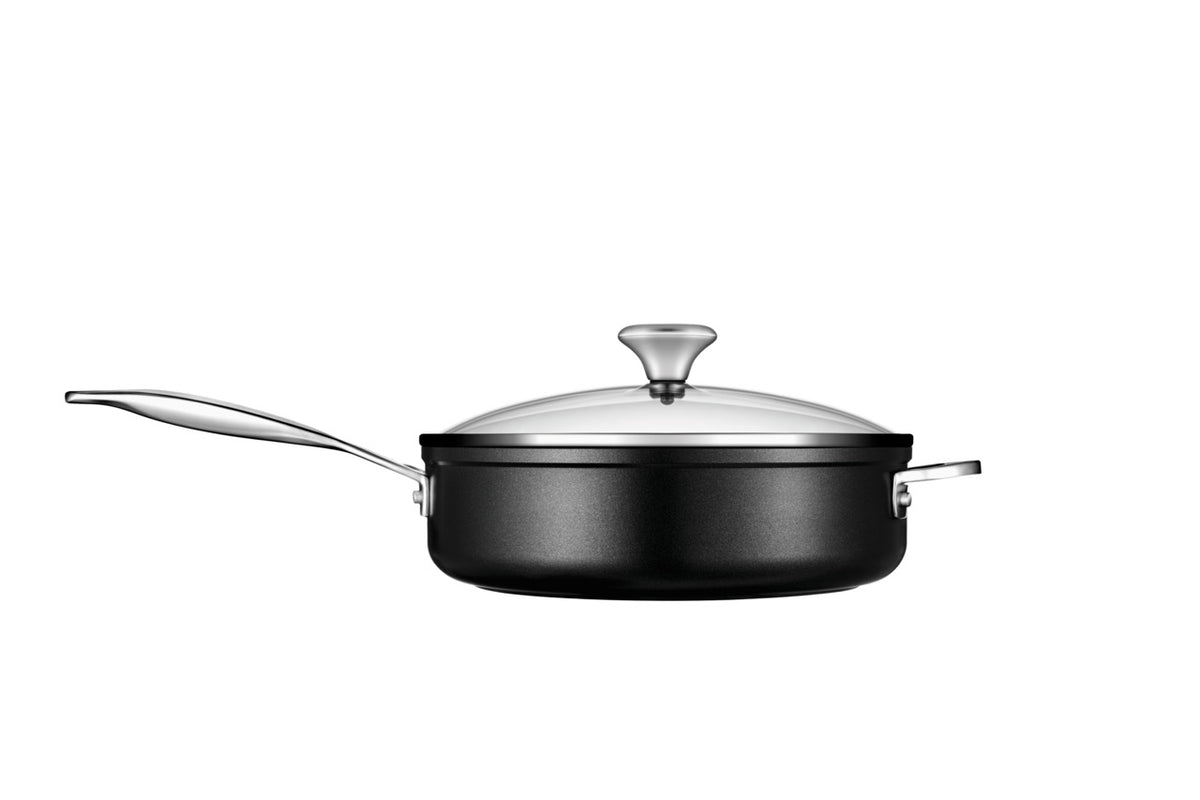 Toughened Nonstick PRO 4-1/4 qt. Saute Pan with Helper Handle & Glass Lid