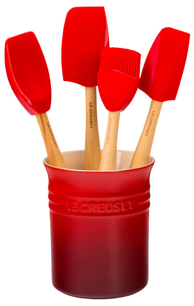 Craft Series Utensil Set with Crock, Set of 5 in white
