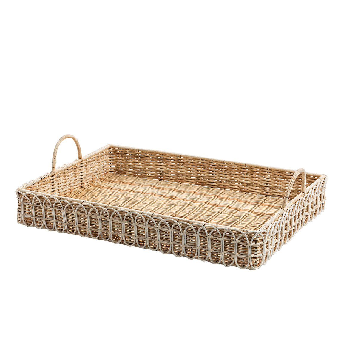 Provence Rattan Whitewash Rectangular Tray