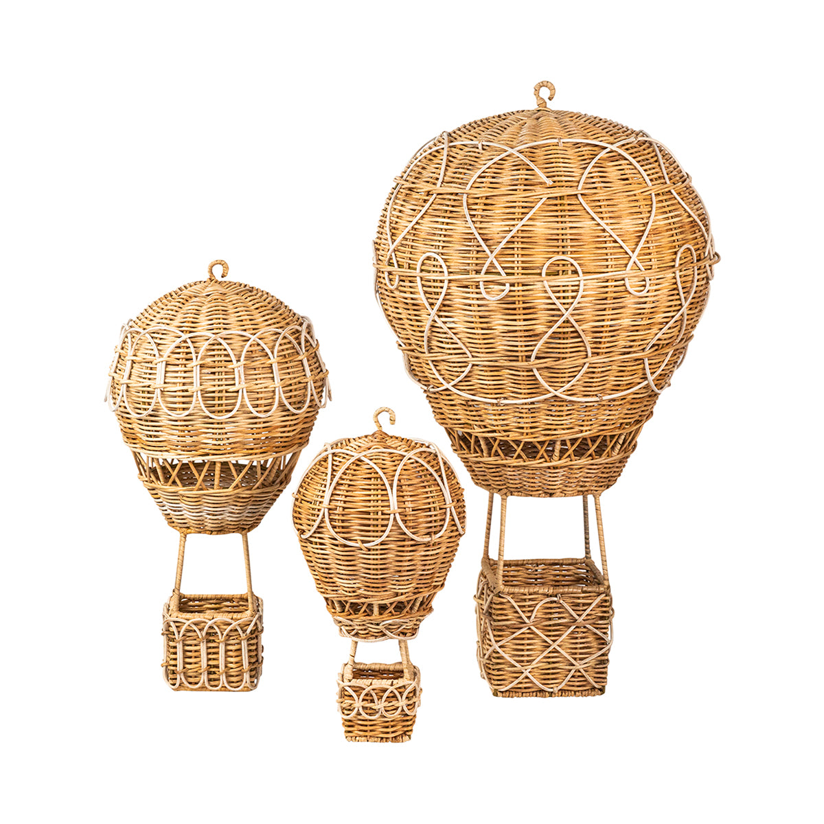 Provence Rattan Whitewash Medium Hot Air Balloon