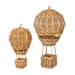 Provence Rattan Whitewash Medium Hot Air Balloon