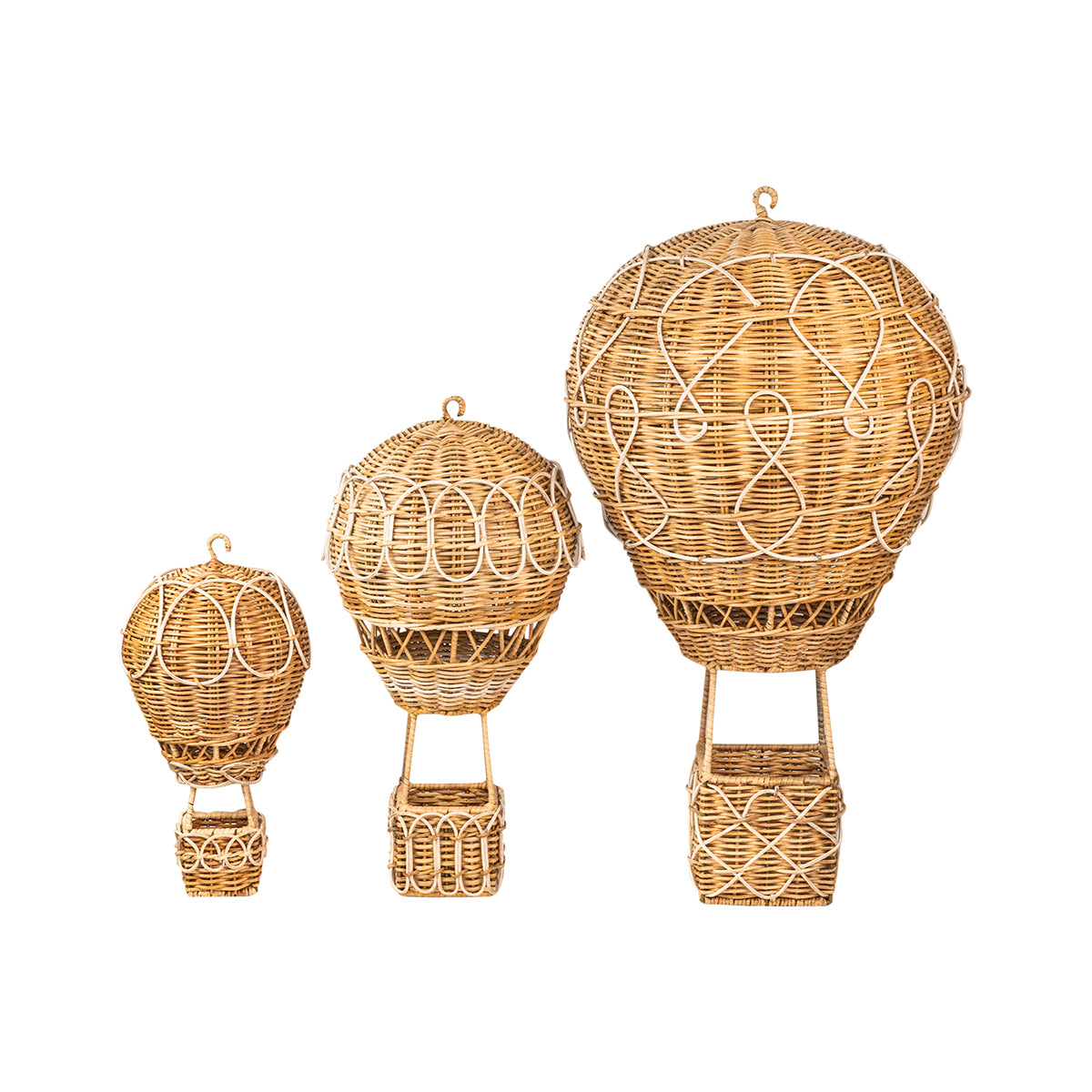 Provence Rattan Whitewash Large Hot Air Balloon