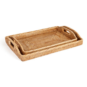 Luxury Classic Handwoven Rattan Wicker Breakfast trays  natural 