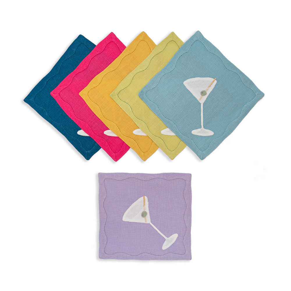 Rainbow Martini Cocktail Napkins, Set of 6