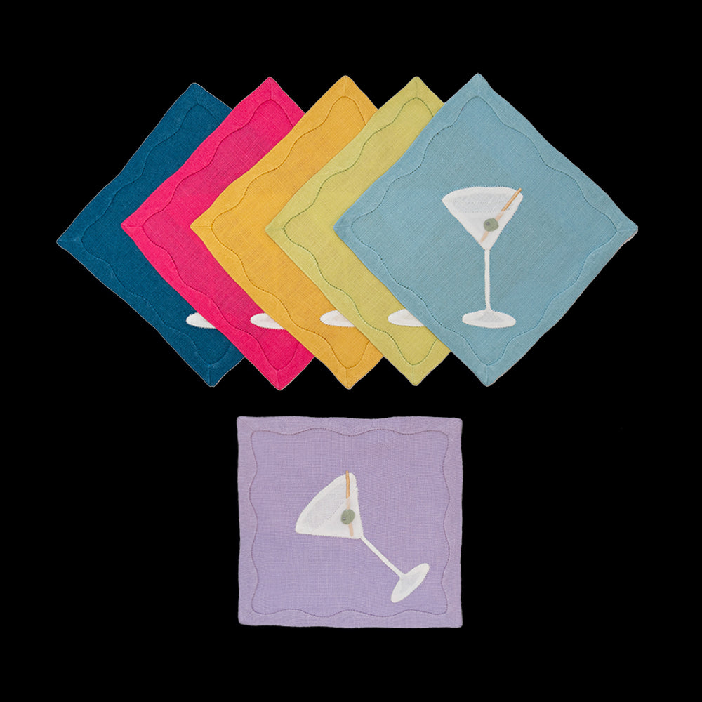 Rainbow Martini Cocktail Napkins, Set of 6