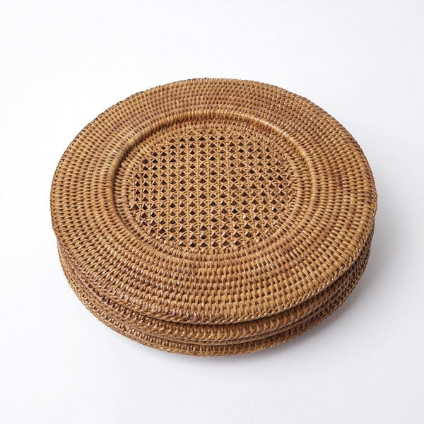 Brown Rattan Charger Plates (Set of 4)