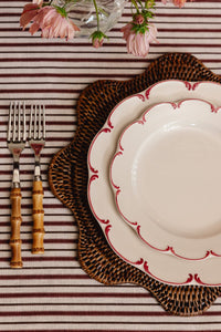 Scalloped Rattan Placemat in Brown