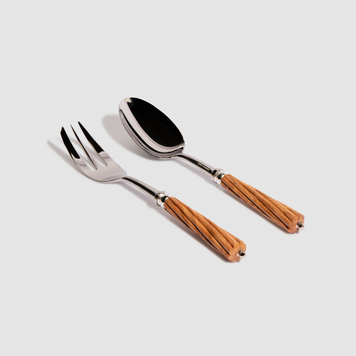 Romilly Olivewood Hand Forged and Carved Serving Fork & Spoon