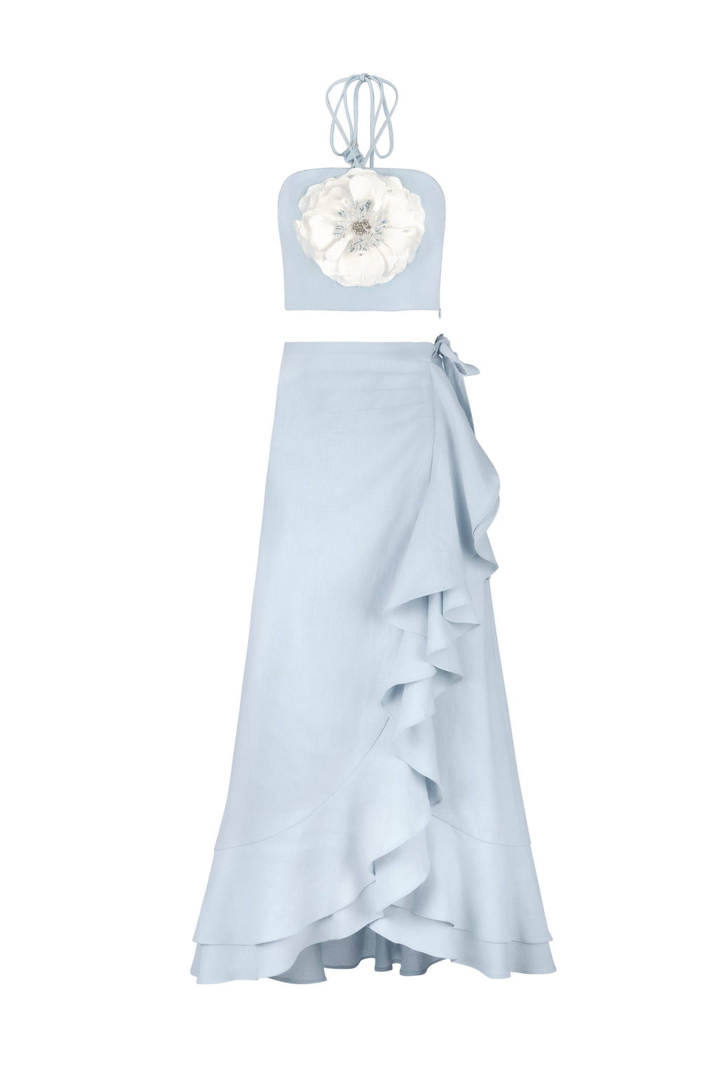 Gol Bustier Top - Blue & White Bottoms - Skirts Rosewater House 