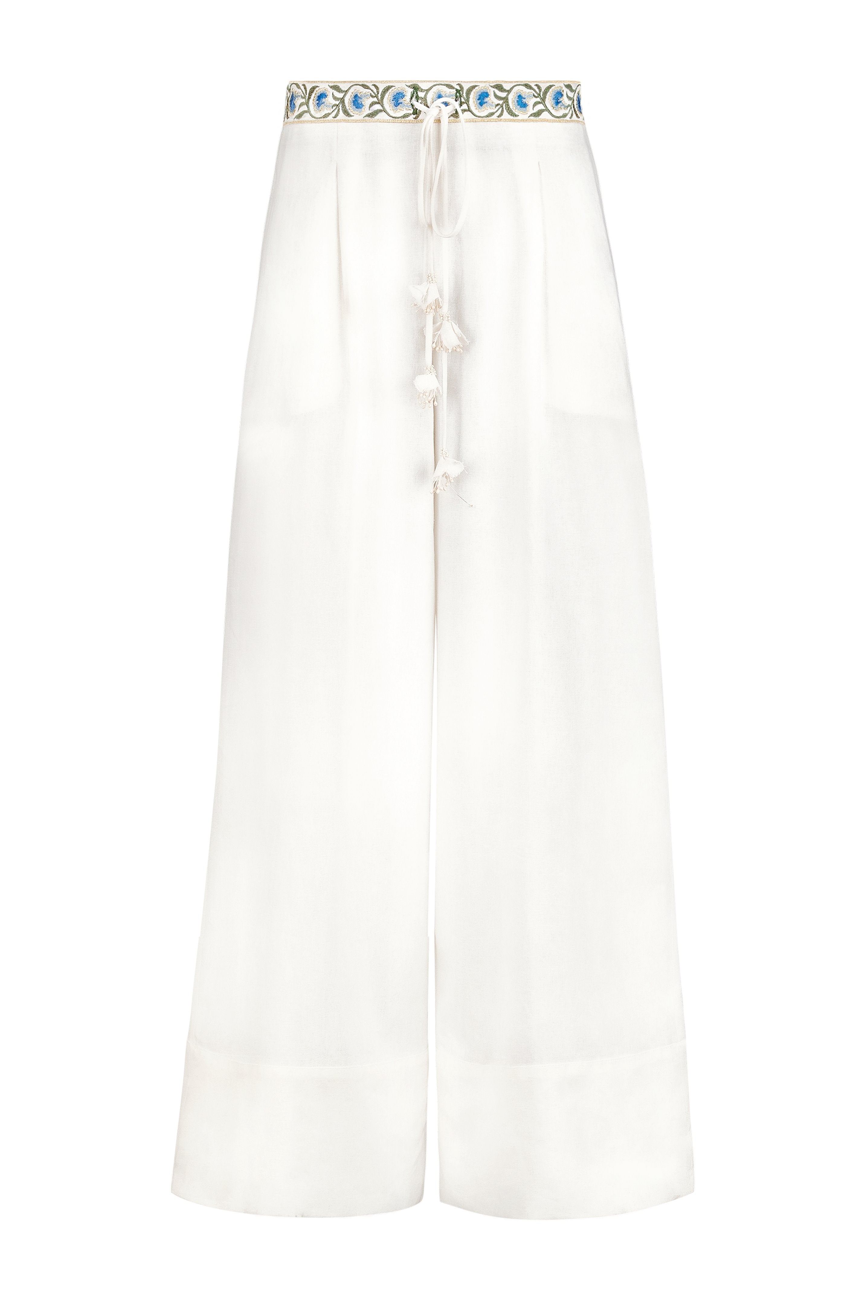 Carnation Pants - White & Blue Bottoms - Pants Rosewater House 