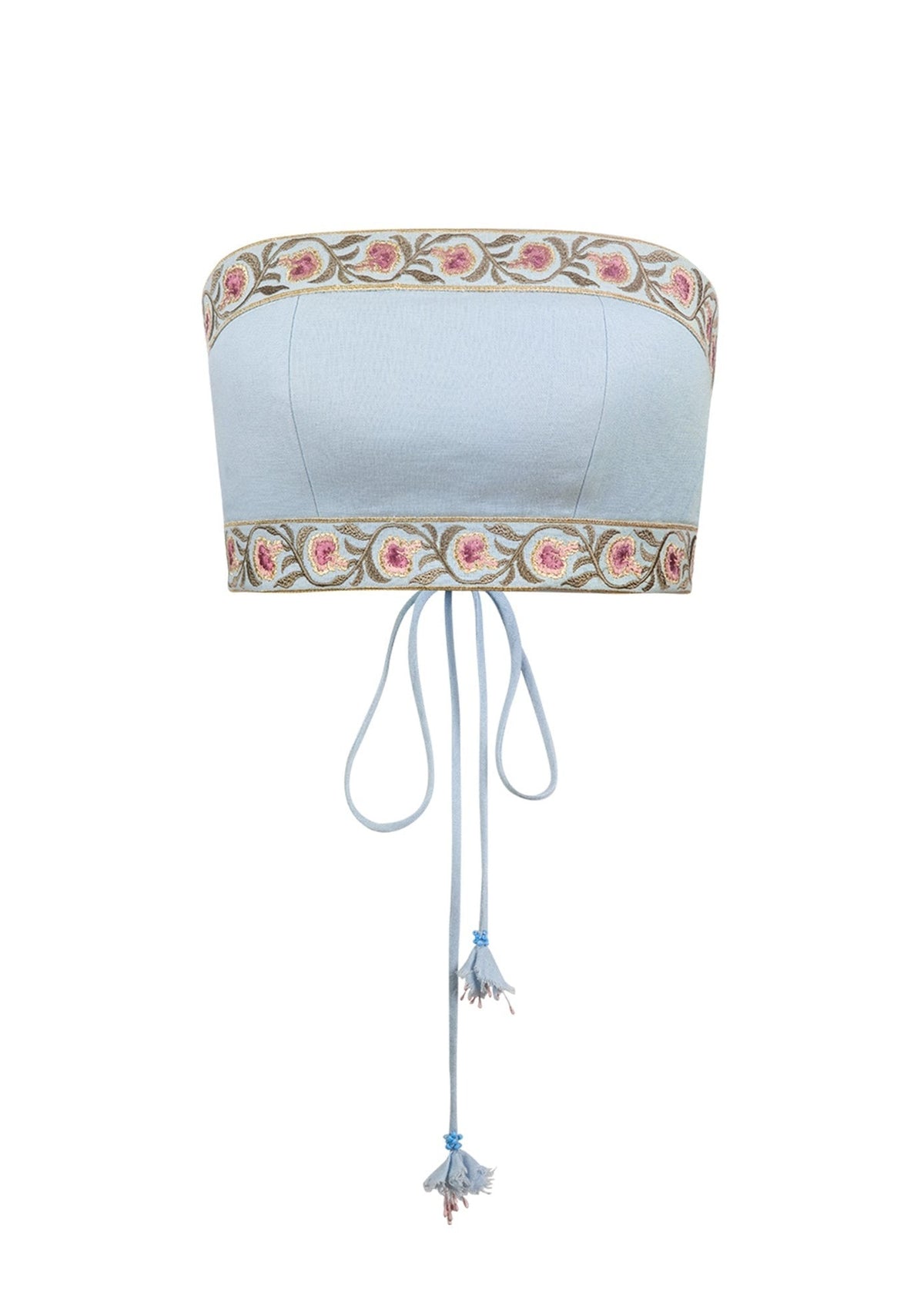 Carnation Crop Top - Blue & Pink Rosewater House 