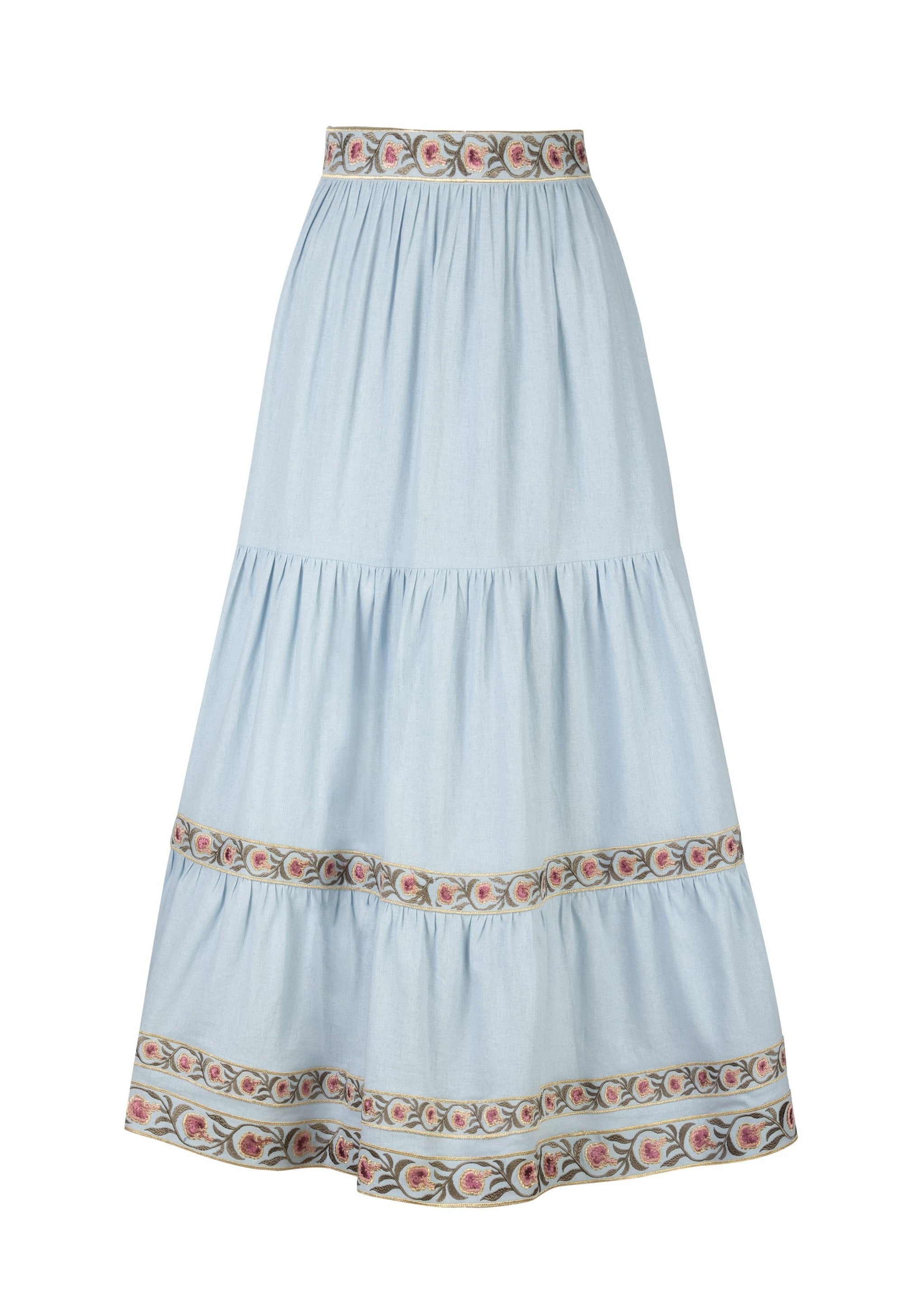 Carnation Ruffle Skirt - Blue & Pink Rosewater House 