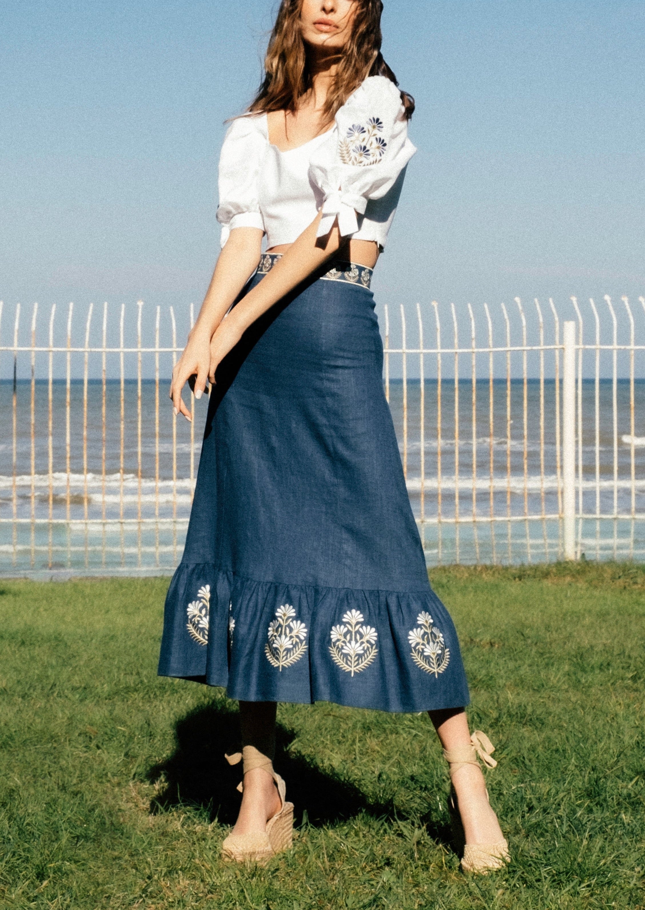 Ayan Skirt - Blue Bottoms - Skirts Rosewater House 