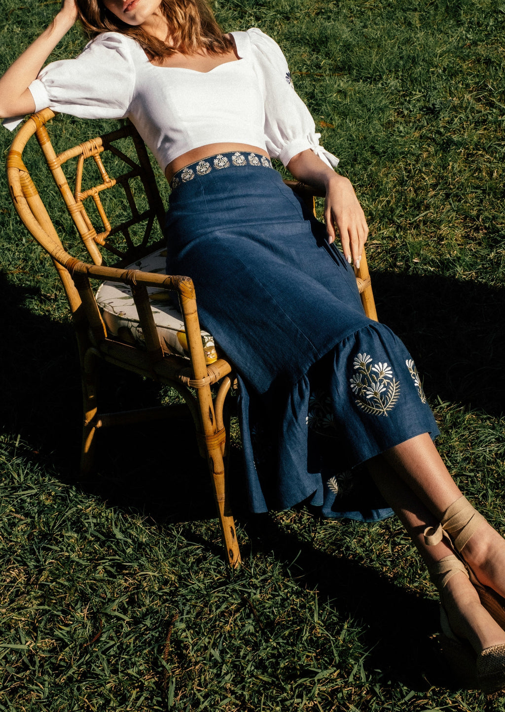 Ayan Skirt - Blue Bottoms - Skirts Rosewater House 