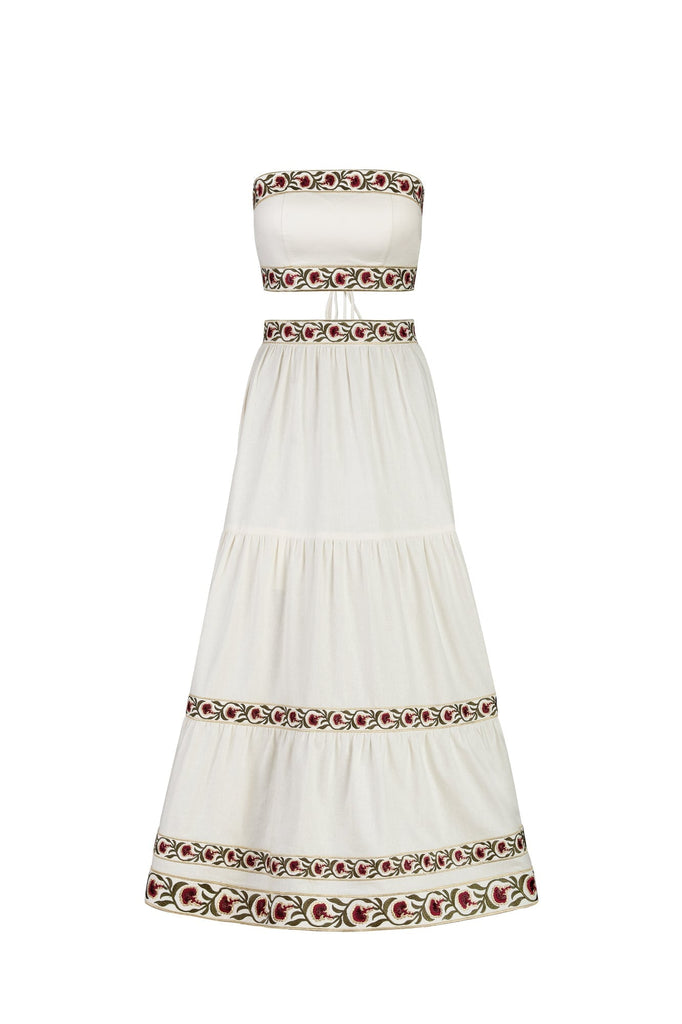 Carnation Ruffle Skirt - Ivory & Red Rosewater House 