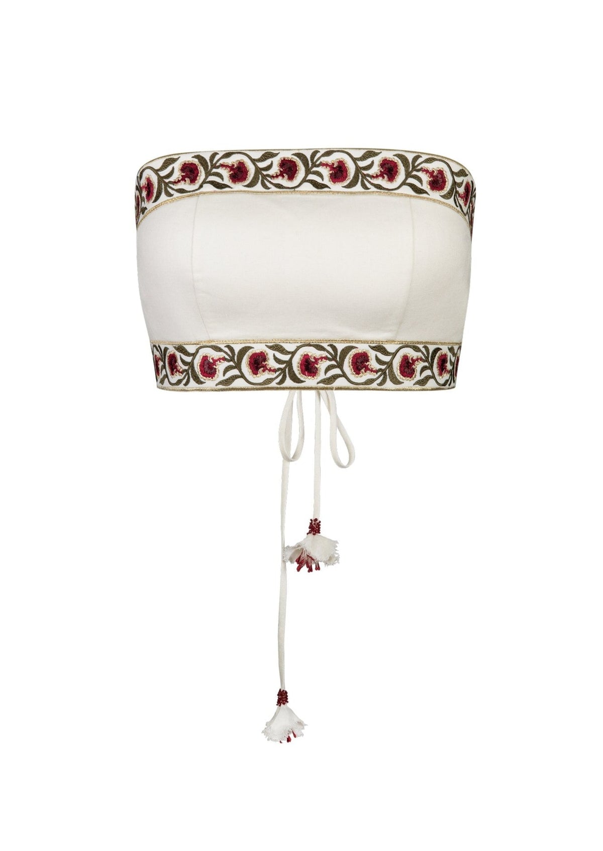 Carnation Crop Top - Ivory & Red Rosewater House 