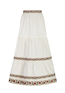 Carnation Ruffle Skirt - Ivory & Red Rosewater House 