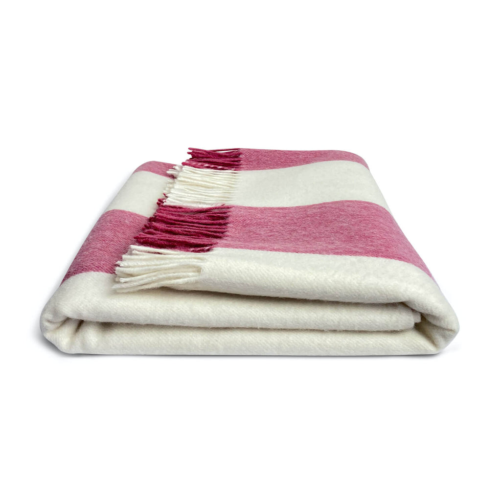 Issy Granger Pink Striped Merino Wool Throw