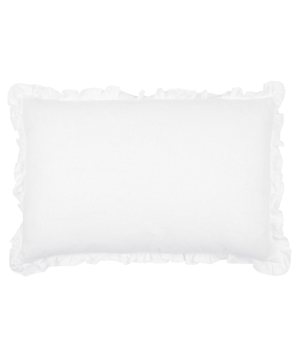 Ruffle Linen Cushion Cover, White | REBECCA UDALL | Over The Moon