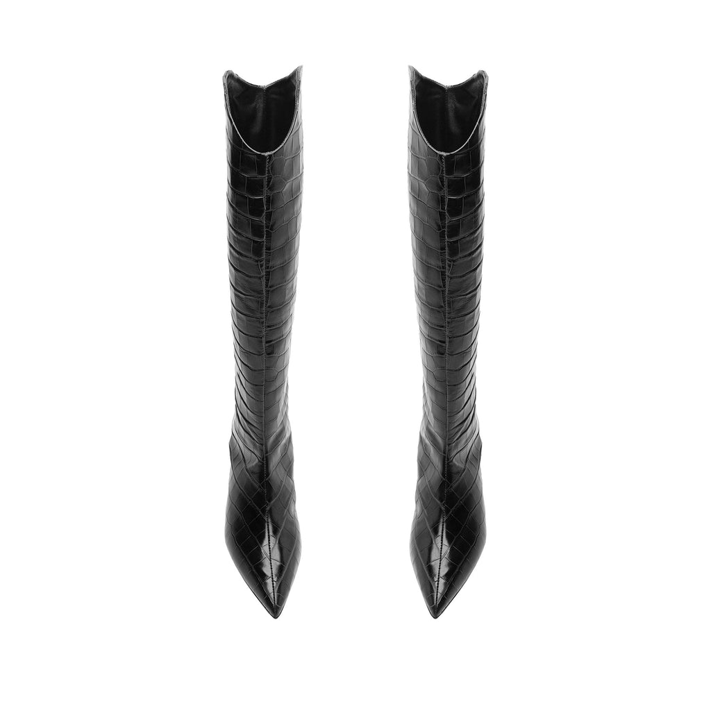 Maryana Lo Crocodile-Embossed Leather Boot